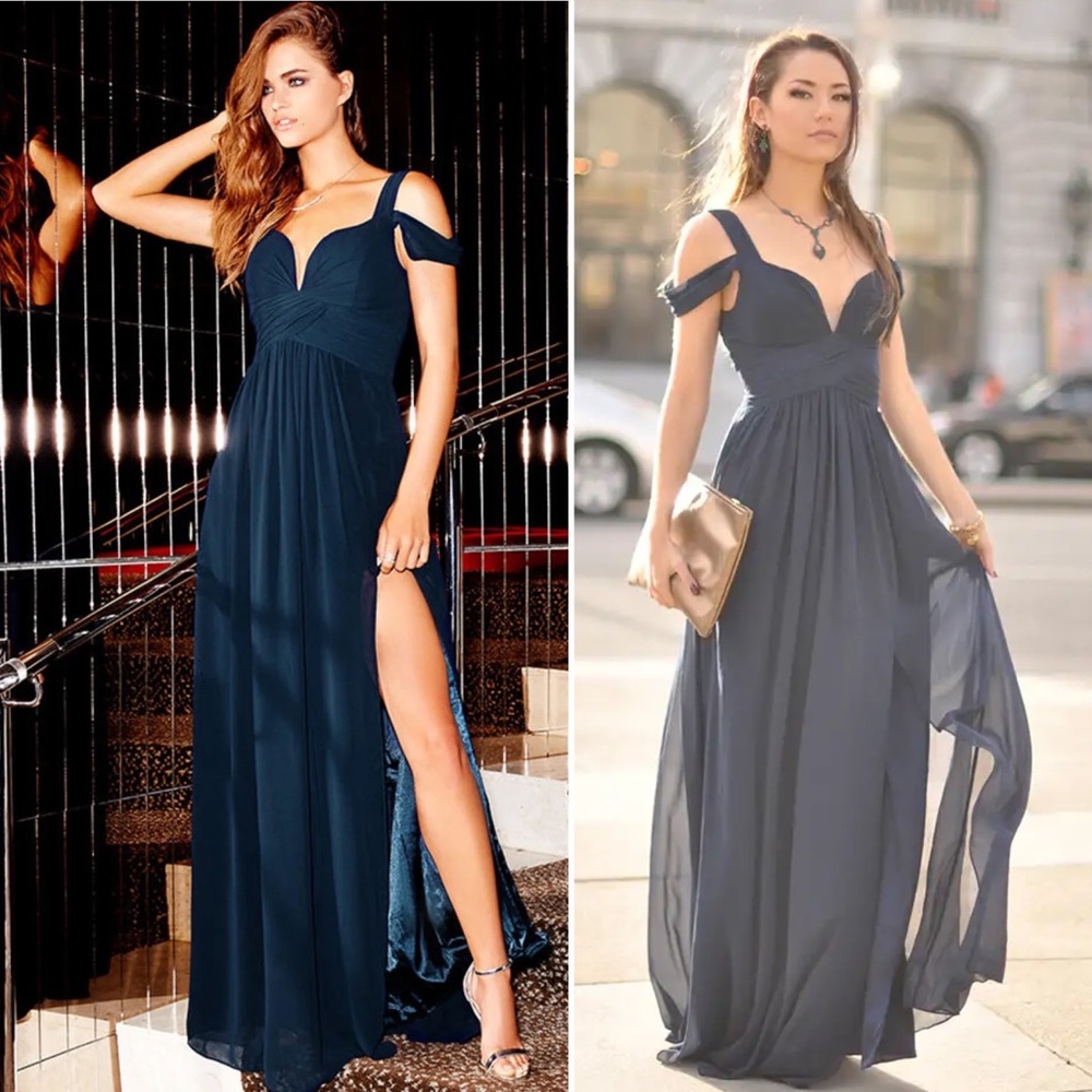 Lulus Ocean of Elegance Navy Blue Maxi Dress